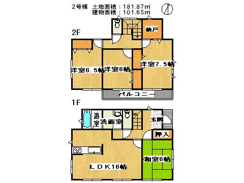 Floor plan. 21,990,000 yen, 4LDK, Land area 181.87 sq m , Building area 101.65 sq m