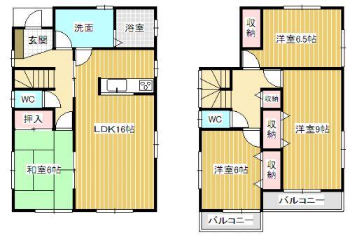 Floor plan. 18,800,000 yen, 4LDK, Land area 203.3 sq m , Floor plan of the building area 105.99 sq m all rooms Corner Room! 