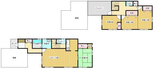 Floor plan. 31.5 million yen, 4LDK, Land area 223.01 sq m , Building area 125.03 sq m Zenshitsuminami direction! Even 4LDK in partition installation! 