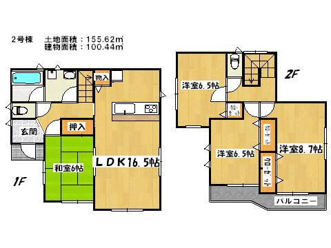 Floor plan. 20.8 million yen, 4LDK, Land area 155.62 sq m , Building area 100.44 sq m