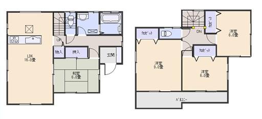 Floor plan. 597m until the power center fish and Yoshii shop