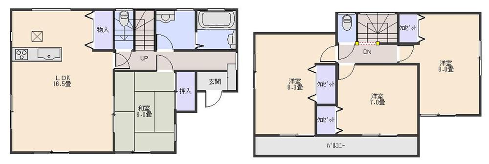 Floor plan. 597m until the power center fish and Yoshii shop