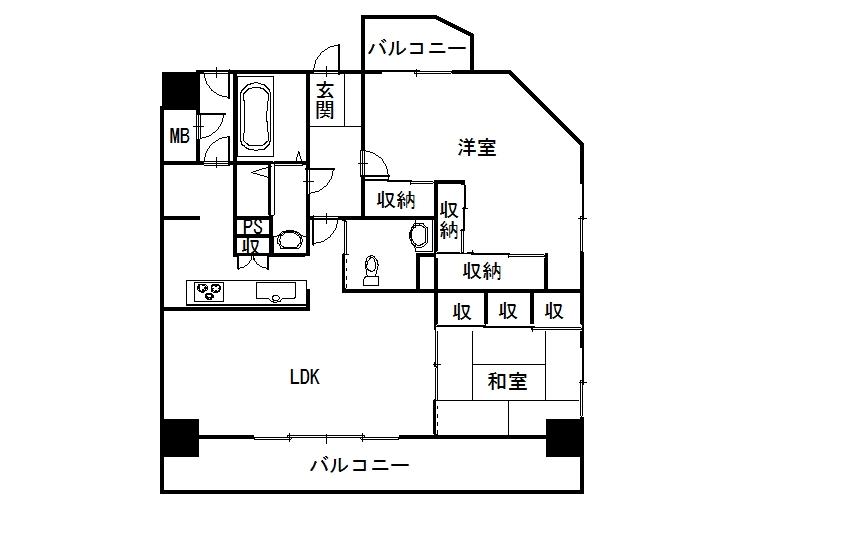 Floor plan. 2LDK, Price 14.8 million yen, Occupied area 80.98 sq m , Balcony area 17.34 sq m floor plan