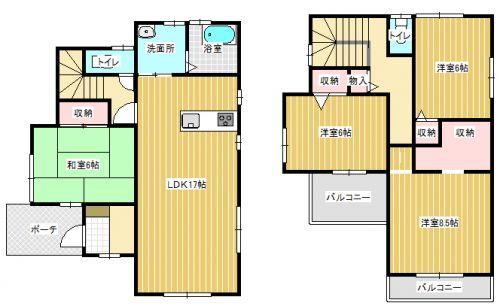 Floor plan. 23.8 million yen, 4LDK, Land area 165.33 sq m , Floor plan of the building area 105.58 sq m all rooms Corner Room! 