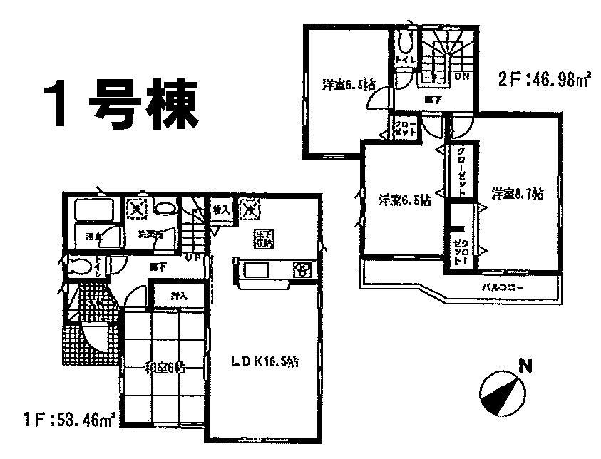 Floor plan. (1 Building), Price 21.5 million yen, 4LDK, Land area 205.77 sq m , Building area 100.44 sq m