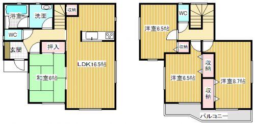 Floor plan. 21.5 million yen, 4LDK, Land area 205.77 sq m , Building area 100.44 sq m all rooms Corner Room! In spacious space of up to 22.5 quires in LDK + Japanese-style room! 