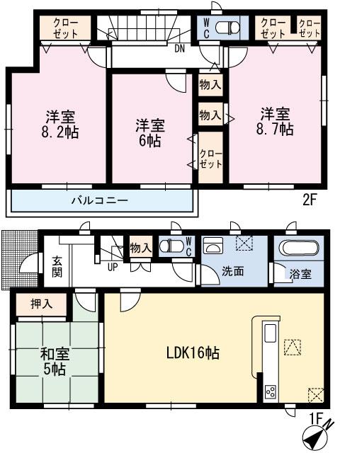 Floor plan. 19,800,000 yen, 4LDK, Land area 320.33 sq m , Building area 102.87 sq m   ■ Simple floor plans of all the living room facing south ■ 