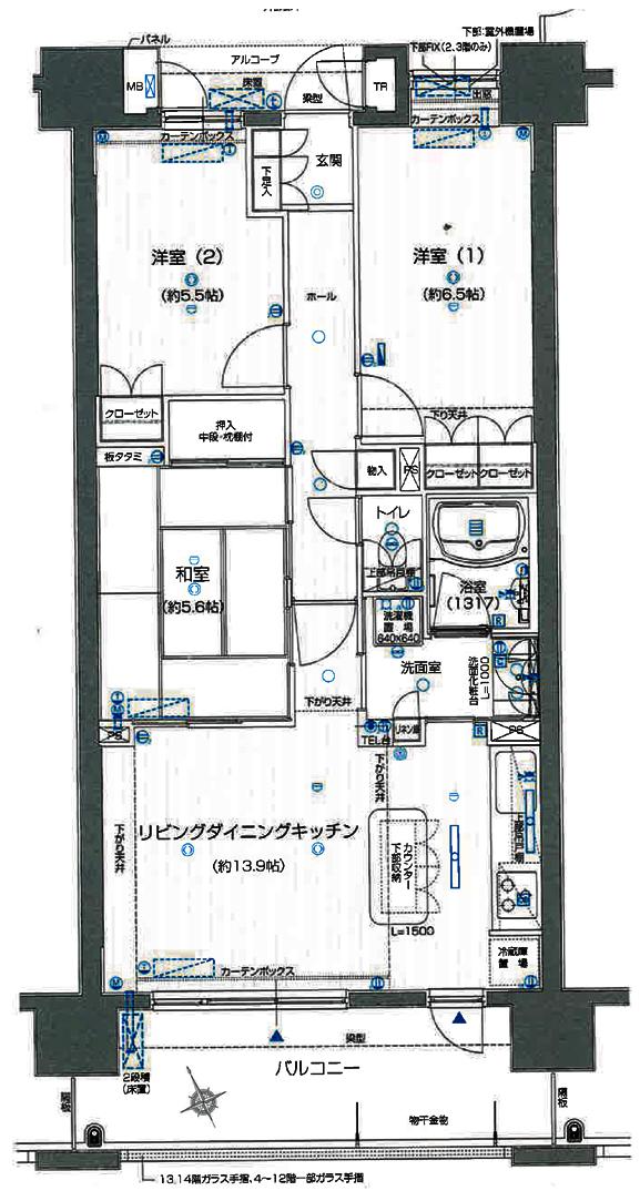 Floor plan. 3LDK, Price 19.7 million yen, Occupied area 69.34 sq m , Balcony area 12 sq m floor plan