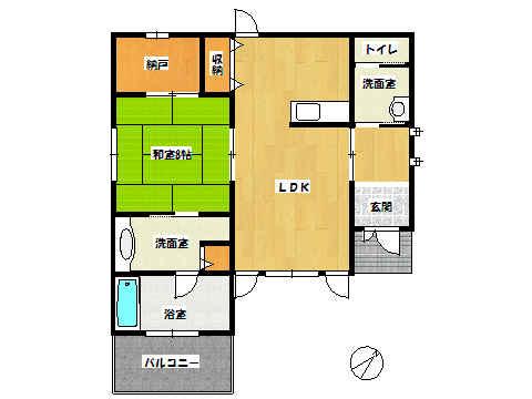 Floor plan. 13.8 million yen, 1LDK, Land area 186.82 sq m , Building area 73.7 sq m