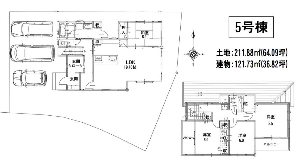 Floor plan. (5 Building), Price 29,900,000 yen, 4LDK, Land area 211.88 sq m , Building area 121.73 sq m
