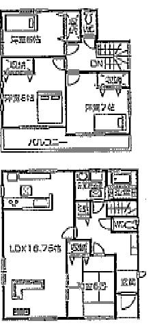Floor plan. (1 Building), Price 24.5 million yen, 4LDK, Land area 183.87 sq m , Building area 105.77 sq m