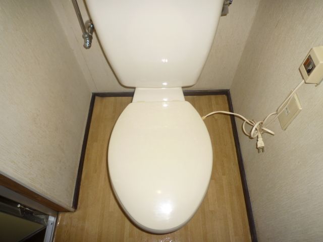 Toilet. It is a toilet with a clean sense of the white tones. 