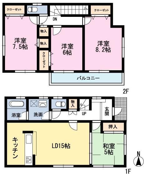 Floor plan. 19,800,000 yen, 4LDK, Land area 181.87 sq m , Building area 101.65 sq m 3 Building first floor, Second floor floor plan