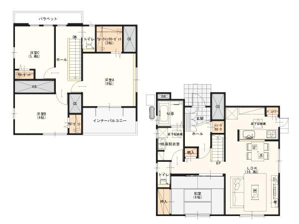Floor plan. (3 Building), Price 24.4 million yen, 4LDK, Land area 283.96 sq m , Building area 107.23 sq m