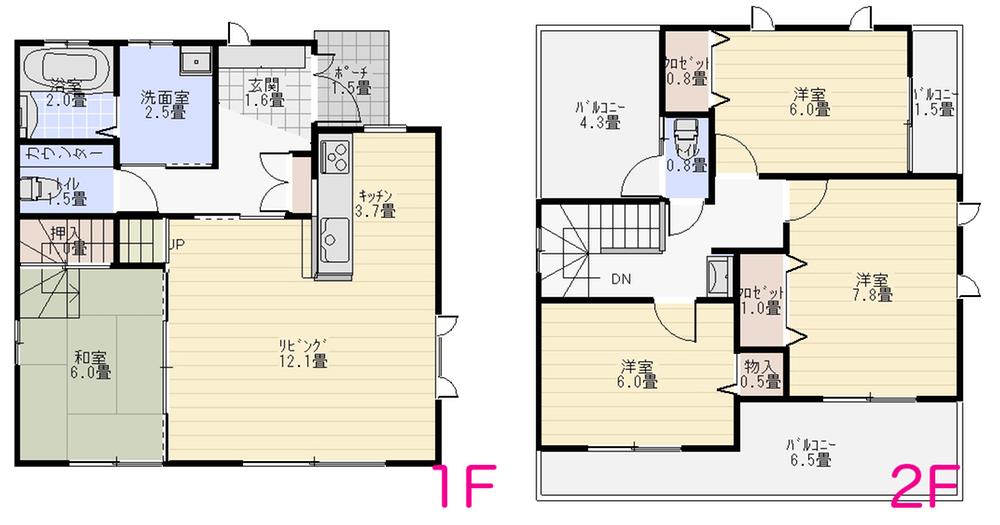 Floor plan. 17.8 million yen, 4LDK, Land area 192.03 sq m , Building area 102.05 sq m 4LDK, Triple Balconies. Local (September 2013) Shooting