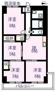 Floor plan. 4DK, Price 6 million yen, Occupied area 75.91 sq m floor plan