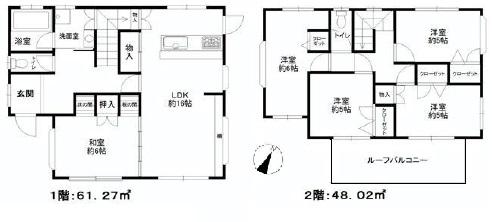Floor plan. 14.8 million yen, 5LDK, Land area 246.97 sq m , Perfect for large family in the building area 109.29 sq m 5LDK