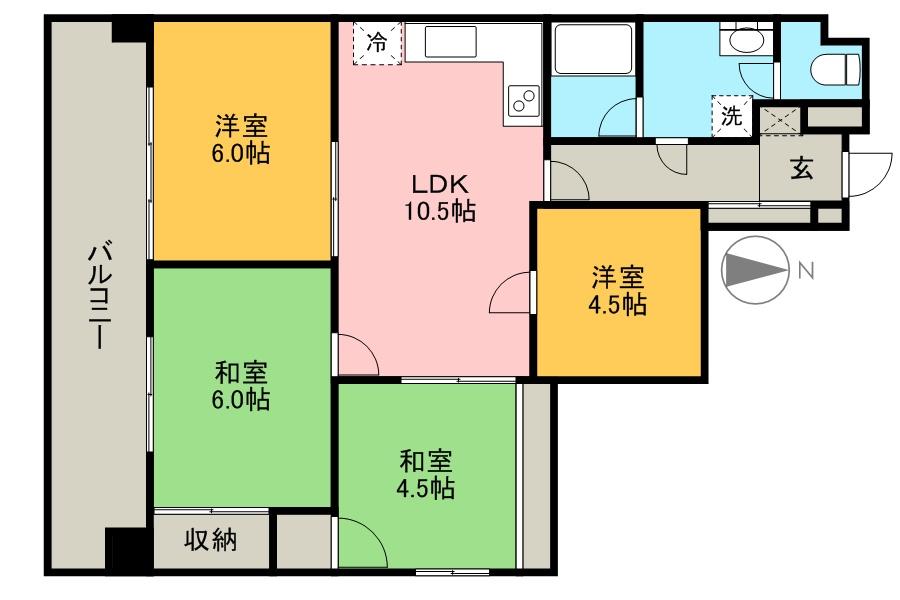 Floor plan. 3LDK + S (storeroom), Price 5.5 million yen, Occupied area 65.72 sq m , Balcony area 12.4 sq m Mato
