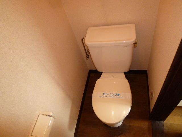 Toilet. It will settle down in a hygienic toilet. 