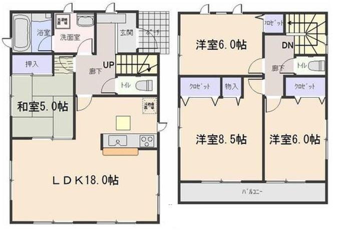 Floor plan. (No. 2), Price 20.8 million yen, 4LDK, Land area 192.56 sq m , Building area 99.63 sq m