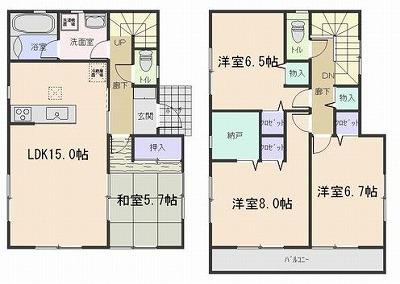 Floor plan. (1 Building), Price 18,800,000 yen, 4LDK+S, Land area 166.09 sq m , Building area 98.8 sq m
