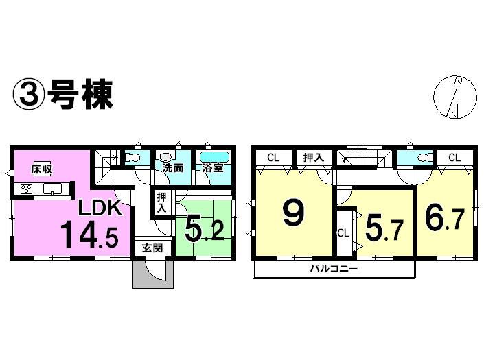 Floor plan. 18,800,000 yen, 4LDK, Land area 192.57 sq m , It is a positive per well in the building area 97.19 sq m Zenshitsuminami direction! 