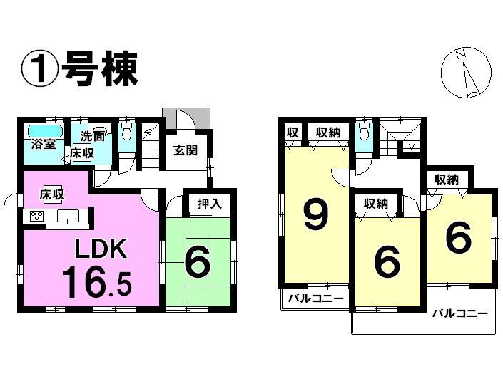 Floor plan. 19,800,000 yen, 4LDK, Land area 185.12 sq m , It is south-facing building area 105.16 sq m All rooms have 6-mat more! 