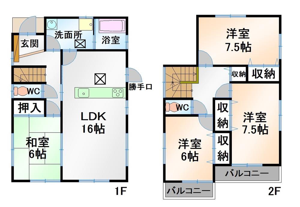 Floor plan. 20,900,000 yen, 4LDK, Land area 212.52 sq m , Building area 105.99 sq m