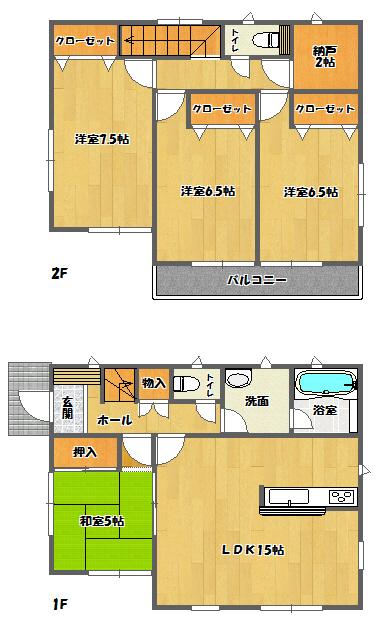 Floor plan. 16.8 million yen, 4LDK + S (storeroom), Land area 171.73 sq m , Building area 96.79 sq m Zenshitsuminami direction, There are housed in each room, Is a good floor plan easy to use. 