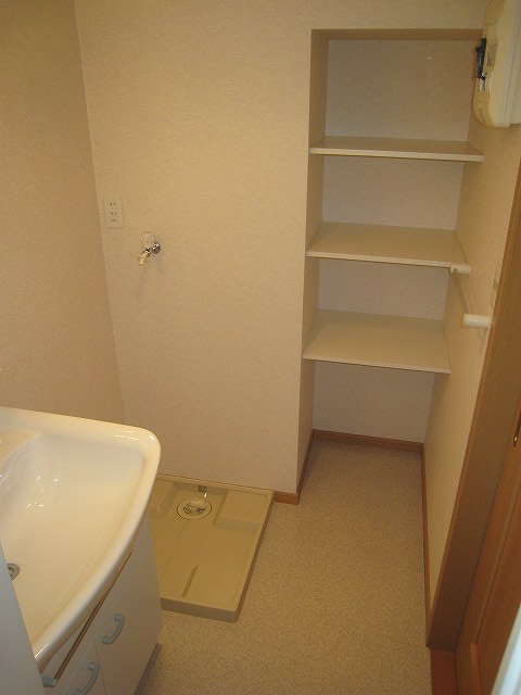 Other room space. Shelf in washroom. 