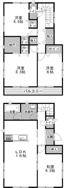 Floor plan. Price 19,990,000 yen, 4LDK, Land area 264.84 sq m , Building area 104.49 sq m