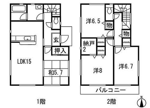 Floor plan. 18,800,000 yen, 4LDK + S (storeroom), Land area 264.84 sq m , Building area 104.49 sq m floor plan Building 2