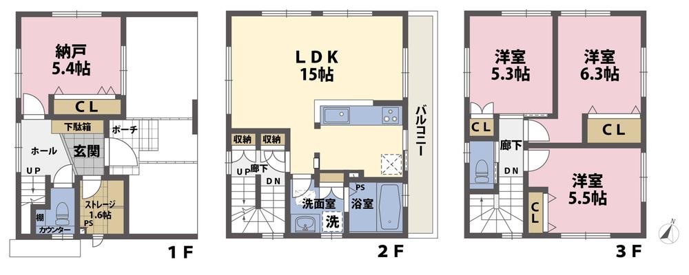 Floor plan. (No.1), Price 30,980,000 yen, 4LDK, Land area 80.65 sq m , Building area 109.35 sq m