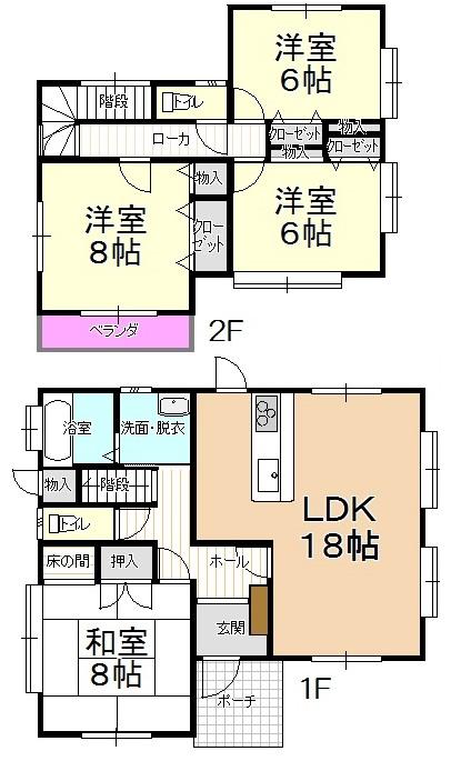 Floor plan. 19,800,000 yen, 4LDK, Land area 174.91 sq m , Building area 111.79 sq m