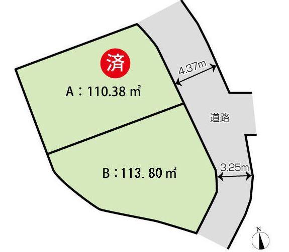 Compartment figure. Land price 13.5 million yen, Land area 113.8 sq m compartment view