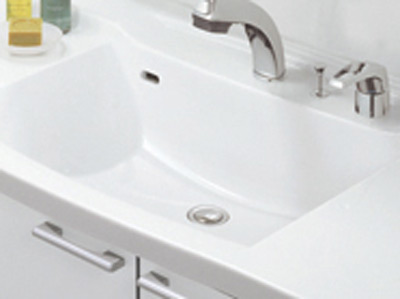 Bathing-wash room.  [Square bowl] Stylish counter top that eliminates the seam of the counter and the square bowl by integral molding. (Same specifications)