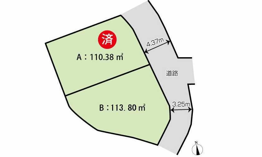 Compartment figure. Land price 13.5 million yen, Land area 113.8 sq m