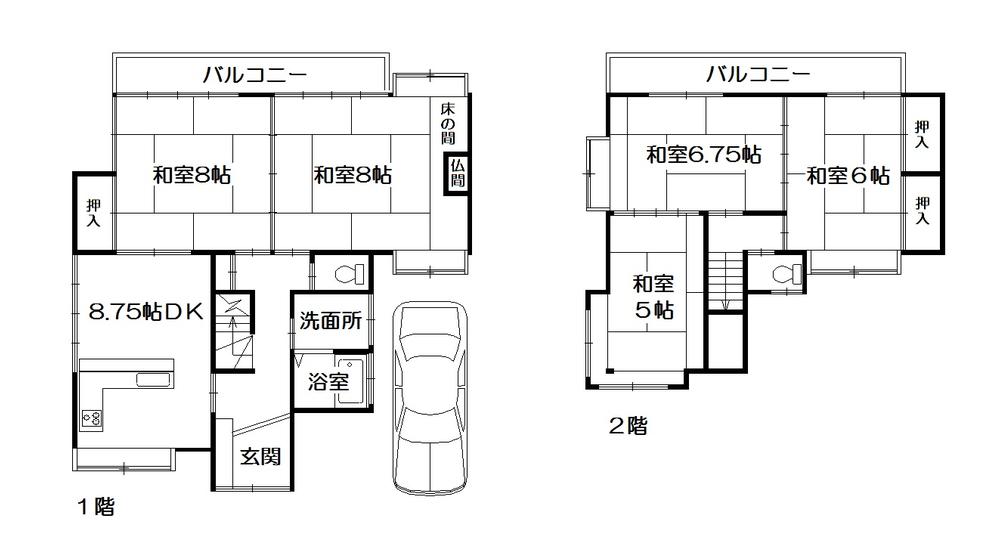 Floor plan. 24.5 million yen, 5DK, Land area 158.96 sq m , Building area 109.93 sq m   Parking: One Allowed