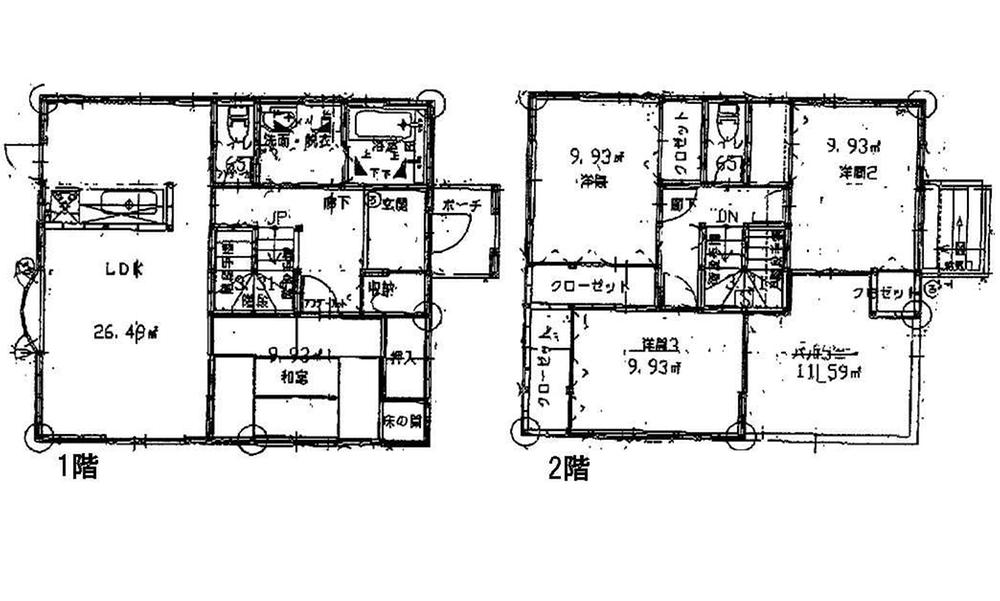 Floor plan. 19.9 million yen, 4LDK, Land area 182.84 sq m , Building area 107.64 sq m