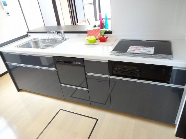 Kitchen. Artificial marble Easy care system kitchen in IH cooking heater It is dishwasher equity with functionally
