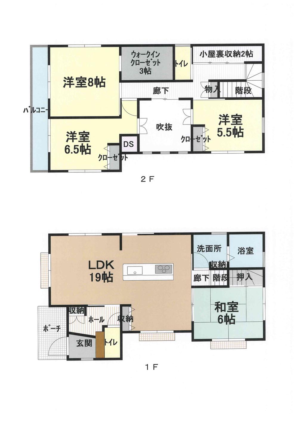 Building plan example (floor plan). Island Kitchen adoption of the LDK 19 Pledge. WIC3 Pledge, Hut UrabutsuIri 2 Pledge, All room storage, In addition we plan drawings with plenty of storage in the key point (ready-built format can also be consulted)! 