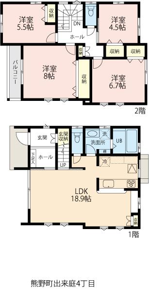 Floor plan. 22,860,000 yen, 4LDK, Land area 165.97 sq m , Building area 103.34 sq m