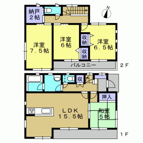Floor plan. 20.8 million yen, 4LDK + S (storeroom), Land area 142.82 sq m , Building area 95.58 sq m 4LDK