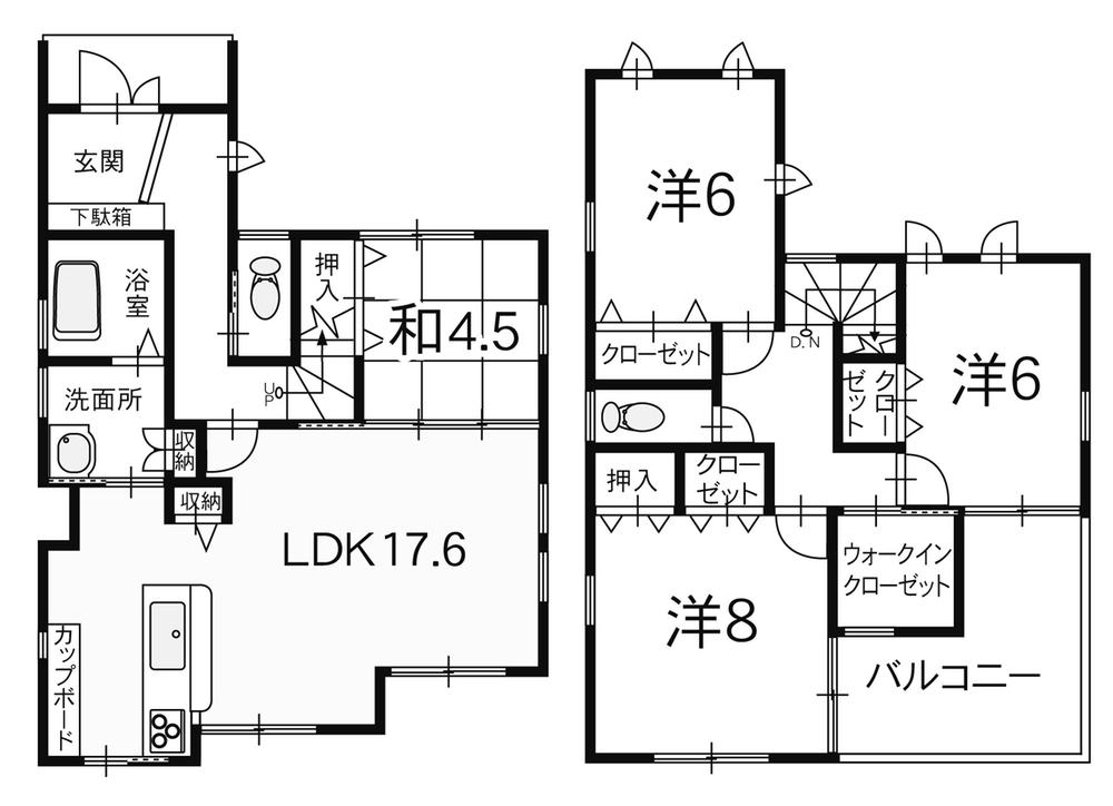 Floor plan. 36,800,000 yen, 4LDK + S (storeroom), Land area 116.73 sq m , Building area 107.02 sq m (A Building)