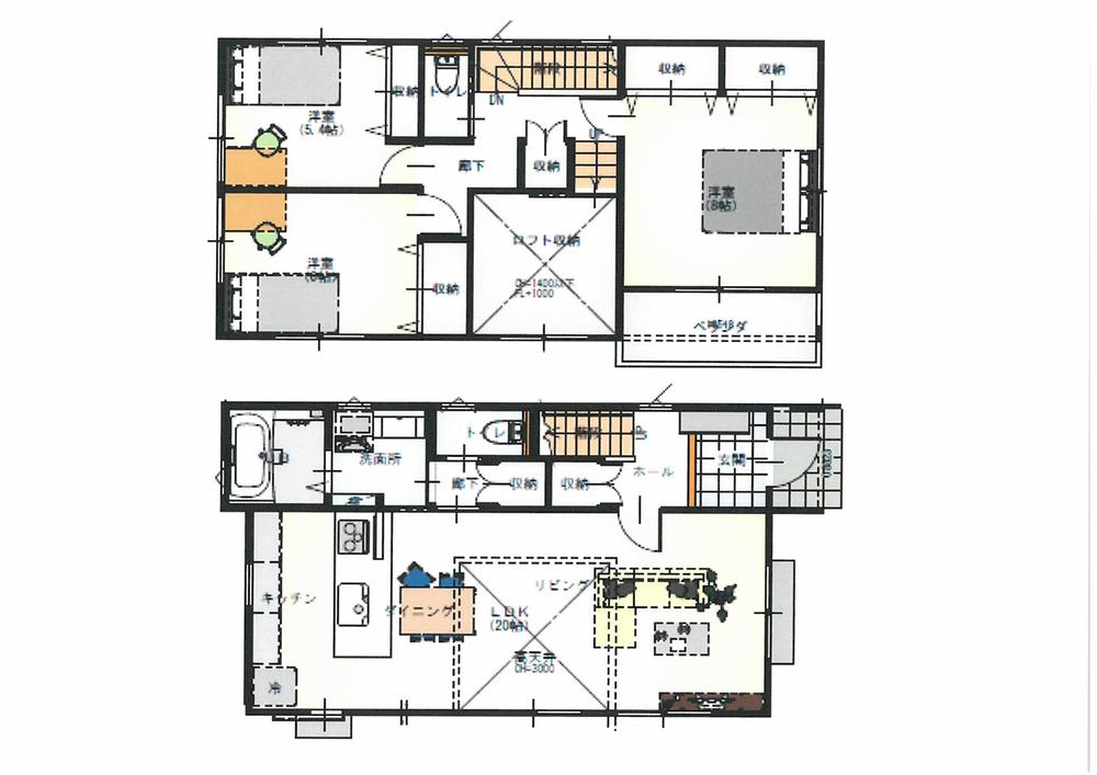 Floor plan. 40,900,000 yen, 3LDK, Land area 124.11 sq m , Building area 99.36 sq m bright living room high ceiling