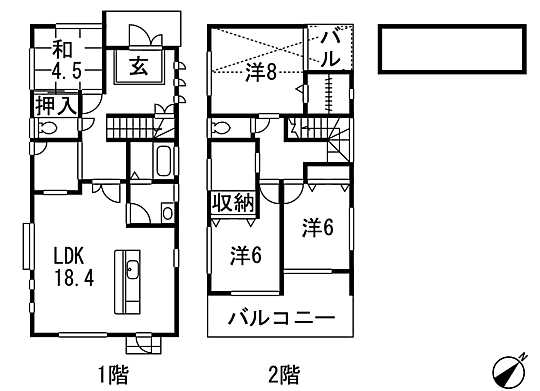 Floor plan. 25,400,000 yen, 4LDK, Land area 171.64 sq m , Building area 128.34 sq m 4LDK