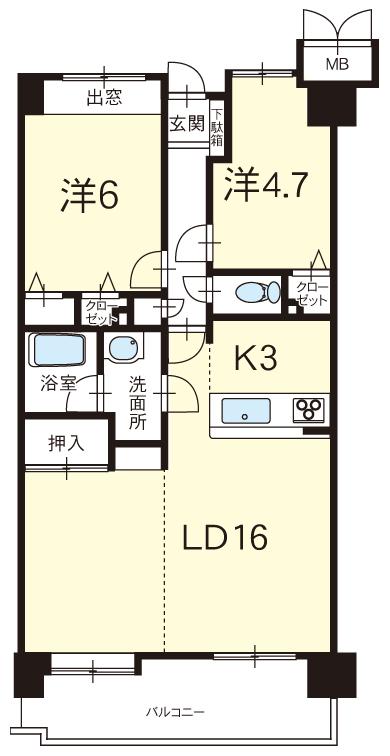 Floor plan. 2LDK, Price 16.8 million yen, Occupied area 64.29 sq m , Possible changes to the balcony area 10.72 sq m 2LDK → 3LDK
