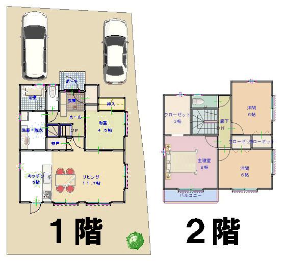 Floor plan. (A Building), Price 24,800,000 yen, 4LDK+S, Land area 167.36 sq m , Building area 105.98 sq m