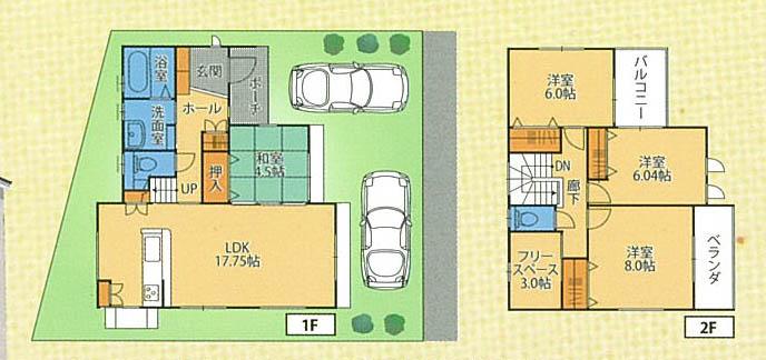 Floor plan. 27.6 million yen, 4LDK + S (storeroom), Land area 133.09 sq m , Building area 108.88 sq m