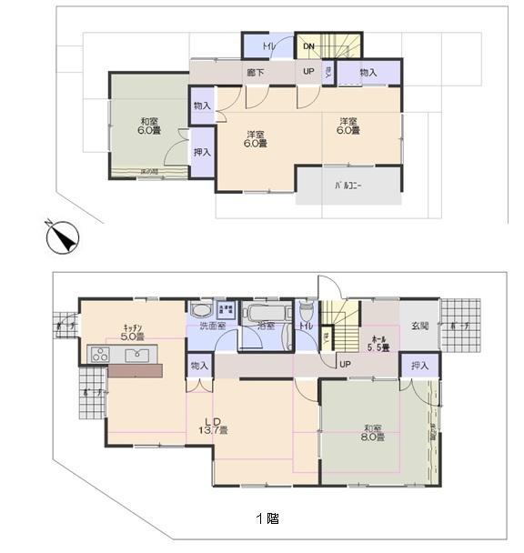 Floor plan. 22,800,000 yen, 4LDK, Land area 219.53 sq m , Building area 114.78 sq m
